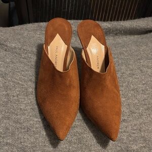 Paul Andrew Rich Brown Suede Mules